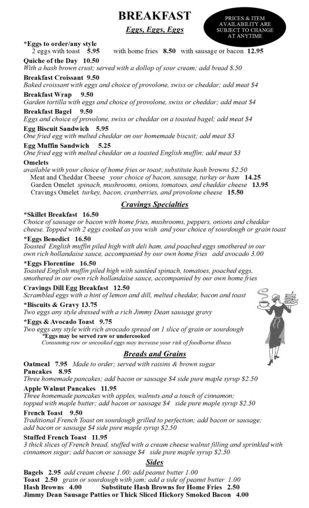 Cafe Cravings Breakfast Menu